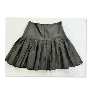 WORTH Leather Circle Skater Pleated Goth Steampunk Skirt